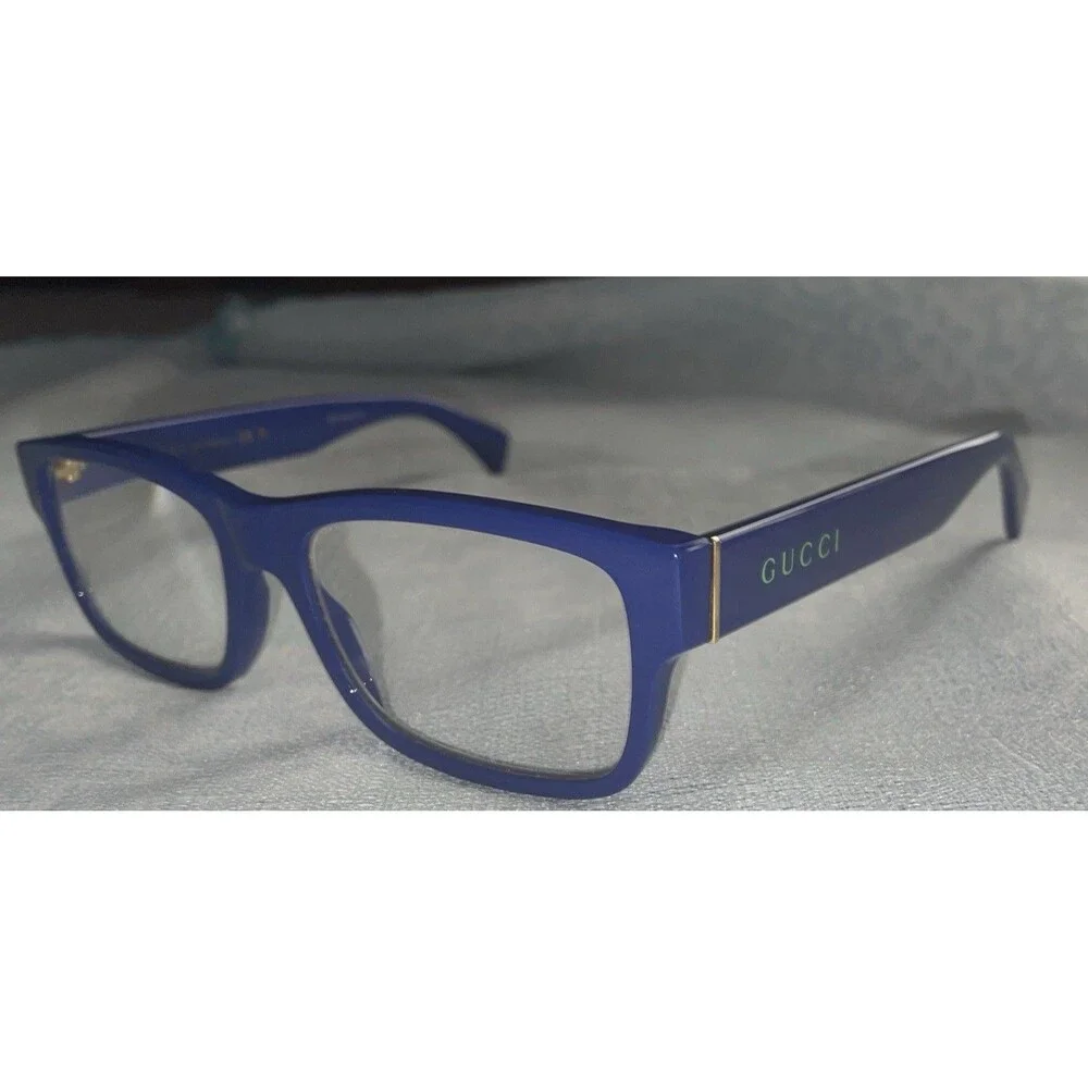 GUCCI GG1141O 002 Blue  Gold Trim 56mm Eyeglass Frames  /Sunglass Frames Only